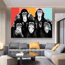 Modern Animal Canvas Painting Black and White Funny Orangutan Posters and Prints Modern Wall Art Pictures for Living Room Decor 2024 - buy cheap