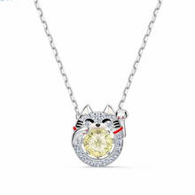 Collar amarillo de cristal brillante de alta calidad con colgante de corazón de gato de la suerte, regalo de mujer para niña 2024 - compra barato