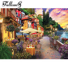 FULLCANG Lake Como natural scenery diy 5d mosaic diamond painting full square round drill rhinestone embroidery sale FC3230 2024 - buy cheap