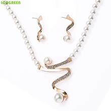 Crystal Pendant Necklace Earring Wedding Bridal Jewelry Sets Alloy Pearl Classic Creativity Unique Jewelry Women Koreal Fashion 2024 - buy cheap