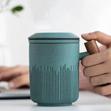 LUWU-taza de té de cerámica con infusor, taza de té de cerámica verde con tapa, 300ml 2024 - compra barato
