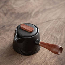 Bule de chá de cerâmica artesanal, bule vintage ébano cabo de madeira minimalista kung fu 330ml chaleira de conjunto de chá chinês 2024 - compre barato