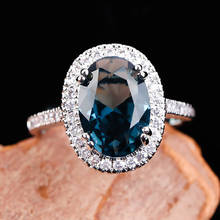 Лидер продаж, обручальное кольцо с овальным кубическим цирконием для вечеринки, большие кольца с синим камнем и кристаллом для женщин, женское ювелирное изделие, Z3K152 2024 - купить недорого