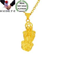 Omhxfc atacado europeu moda mulher homem unissex festa de aniversário presente de casamento do vintage pixiu 18kt real ouro charme pingente pn28 2024 - compre barato