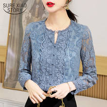 Autumn Vintage Lace Blouse Women 2021 New Long Sleeve Solid Casual Women Blouses Office Lady Long Sleeve Shirt Women Tops 11303 2024 - buy cheap