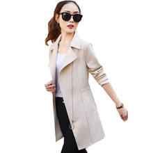 Trench coat feminino casual slim, casaco à prova de vento para mulheres primavera 2020 2024 - compre barato