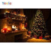 Рождественский фон Yeele, камин, огненная елка, винтажный детский портрет, Виниловый фон для фотостудии, Фотофон 2024 - купить недорого