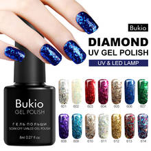 Bukio 2020 New Arrival 3D Diamond Glitter UV Gel Nail Polish Soak Off Long-lasting 20 Colorful Gorgeous Glitter Led Gel Varnish 2024 - buy cheap