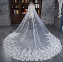 Beauty-emily-véus de casamento 3m, novo, acessório para noivas, uma camada, tule, renda, apliques, acabamento 2024 - compre barato