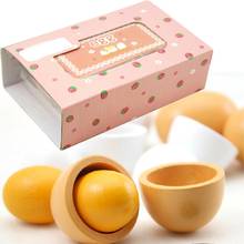 6Pcs Wooden Simulation Eggs Yolk Food Kids Pretend Play Kitchen Cooking Toy Great gifts set for kid girls on birthday 2024 - buy cheap