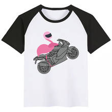 Motorcycle Flamingo New Summer Print Children T-shirt Short Sleeve O-neck T Shirt Baby Gilrs Casual Tshirt Kids Clothing 2024 - buy cheap