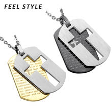 Vintage Doublelayer Cross Bible Necklaces for Men Christian Bible Lords Dog Tag Pendant Jewelry Accessories 2024 - buy cheap