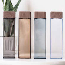 480ml New Fashion Water Bottle Square Shape with Wood Grain Lid Plastic Sport Bottle Lady Kids Unbreakable Kettle Holiday Gift 2024 - buy cheap