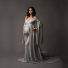 Sexy V neck Pregnancy Dresses Maternity Shoot Dress Photography Pregnant Women Maxi Maternity Gown Photo Props Grey 2024 - buy cheap