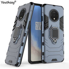 Funda protectora para Oneplus 7T, carcasa con anillo de dedo, TPU, PC, armadura de goma, Robot duro, para Oneplus 7T 2024 - compra barato