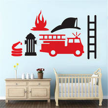 Adesivo de parede infantil para decoração, adesivo para bombeiros e caminhões, vinil, decalque de parede, desenho animado, carro, caminhão 2024 - compre barato