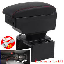 For Nissan micra k12 Armrest box Interior Parts special Retrofit parts Car Armrest Center Storage box with USB LED light 2024 - buy cheap