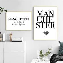 Manchester Worker Bee Canvas Painting Art Prints and Posters Quote Personalized Modern City Wall Picture Living Room Decoration 2024 - buy cheap