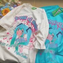 Japonês verão desenhos animados casual básico t-shirts hip-hop carta impressão ulzzang manga curta casual vintage topos harajuku camiseta 2024 - compre barato