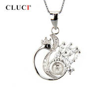 CLUCI-Colgante de plata 925 para mujer, accesorio elegante, joyería de plata de ley 925, colgante de perlas, colgante en forma de Peafowl, montaje SP087SB 2024 - compra barato