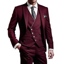 Ternos masculinos entalhados, ternos para negócios com um botão formal, blazer (blazer + camisa + calça), 3 peças 2024 - compre barato