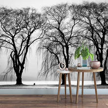 Custom Photo Wallpaper 3D Black And White Tree Landscape Mural Living Room TV Bedroom Study Home Decor Papel De Parede Sala 3 D 2024 - buy cheap