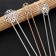 Retro Copper Gold Filigree Flower Hair Stick Comb Barrettes Hairpins Base Setting For Women Hair Pins Jewelry Making Hair 2024 - buy cheap