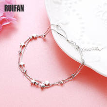 Ruifan White Gold Star Pure 925 Sterling Silver Bracelet Girl Double Layer Box Chain Bracelets for Women Fine Jewelry YBR103 2024 - buy cheap