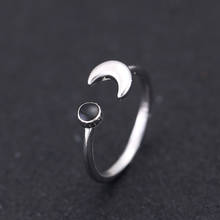 Joyería de plata de ley 925 de alta calidad, anillo abierto de personalidad femenina, estilo Simple, gotas de pegamento, anillo de Luna 2024 - compra barato