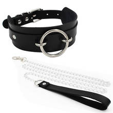 Black Pu Leather Round Necklace Pendant Necklaces Women Fashion Gothic Bondage Harness Party Jewelry men necklace 2024 - buy cheap