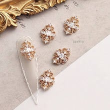 5pcs TN4916 Gold flower Crystal Zircon Nail Art Rhinestone metal manicure nail accessories Nail art Decorations 3D Nails charms 2024 - buy cheap