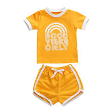 Conjuntos de roupas para bebês recém-nascidos, trajes de verão, 2 peças, camisetas com letras + shorts de renda, roupas para crianças ativo, menino e menina, 1-4 anos 2024 - compre barato