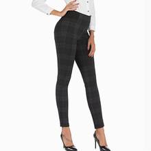 Women Skinny Pant Autumn 2020 New Fashion Elastic High Waist Plaid and Black Stretch Material Modern Lady Long Pencil Pants 2024 - buy cheap