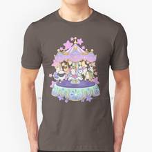 Merry - Go - Round T Shirt 100% Pure Cotton Hamster Merry Go Round Carousel Horse Sheep Deer Pastel Dreamy Stars Rainbow Pet 2024 - buy cheap