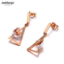 JeeMango Bohemia Titanium Stainless Steel CZ Crystal Butterfly Earrings Fashion Triangle Geometric Earrings For Women JE20013 2024 - buy cheap