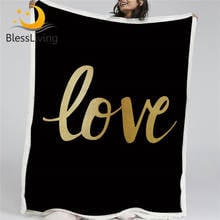 BlessLiving-manta de Sherpa de franela para parejas, lujosa y romántica, de color negro y dorado, elegante y moderna, para cama y sofá 2024 - compra barato