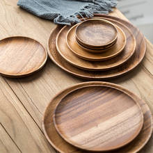 YOOAP 1 PC Round Solid Wooden Dinner Plates  Fruit Dishes Table Service Saucer Tea Tray Dessert  Breakfast Plate Tableware Set 2024 - buy cheap