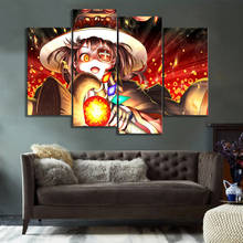 4 painéis hd anime menina imagens s megumin kono subarashii sekai ni shukufuku wo dos desenhos animados adesivos de parede quadros em tela decoração da sua casa 2024 - compre barato