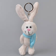 LLavero de felpa con colgante de ojos acrílicos de conejo, bufanda de cuello azul, regalo de muñeca, 5 uds., Envío Gratis 2024 - compra barato