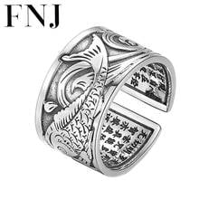 FNJ-Anillo de plata de primera ley con forma de pez para hombre, sortija, plata esterlina 999, estilo Lucky Fish, S999, ajustable 2024 - compra barato