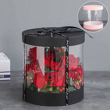 Caixa de embalagem transparente redonda para flores, caixa de papel para presente de dia dos namorados e casamento 2024 - compre barato