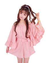 Verão menina macia do vintage playsuit das mulheres manga curta elegante macacão uma peça rosa casual macacão coreano sexy kawaii 2024 - compre barato