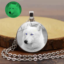 Classic Forest Snow Wolf Glass Dome Luminous Pendant Necklace Charm Glow In The Dark Women Men Sweater Chain Jewelry Aceesories 2024 - buy cheap