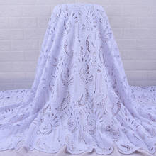 Zhenguiru-tela de encaje africano de alta calidad, tejido de malla Nigeriano para vestido de boda y fiesta, cordón de guipur blanco, A1958 2024 - compra barato