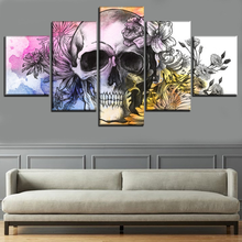 Wall Art Picture 5 Pieces Abstract Flowers And Skulls Canvas HD Print Painting For Modern Living Room Home Decoration 2024 - buy cheap