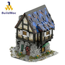 MOC-bloques de construcción de la ciudad Medieval de Smithy para niños, juguetes de construcción de bloques de cabina Retro, oficina de correos japonesa, entrega de tiendas de coches 2024 - compra barato