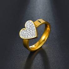 MixMax 20pcs Women Rings Golden Color Rhinestone Love Heart Cute Ring Fashion Jewelry 2024 - buy cheap