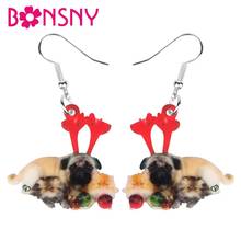 Bonsny Acrylic Christmas Persian Cats Pug Dog Ball Earrings Drop Dangle Animal Pets Jewelry For Women Girls Teens Gift Accessory 2024 - buy cheap