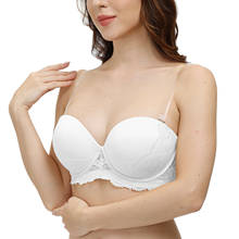 Bralette de encaje blanco puro Sexy para mujer, Push Up, transparente, bordado, sin tirantes, Halter, talla grande 2024 - compra barato