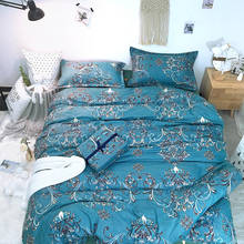 Sanding Bedding Set Silver trimmed flower Bed Set blue Duvet Cover Set Skirt lace Bed Sheet Pillowcases Queen size bed 2024 - buy cheap